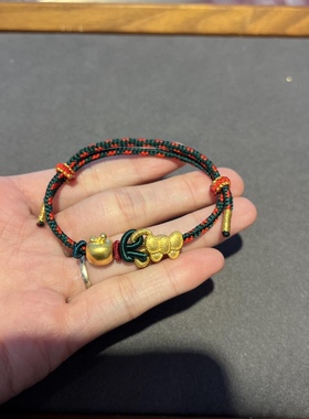 蝴蝶结999足金黄金苹果平安夜平安果转运珠情侣圣诞礼物金手链