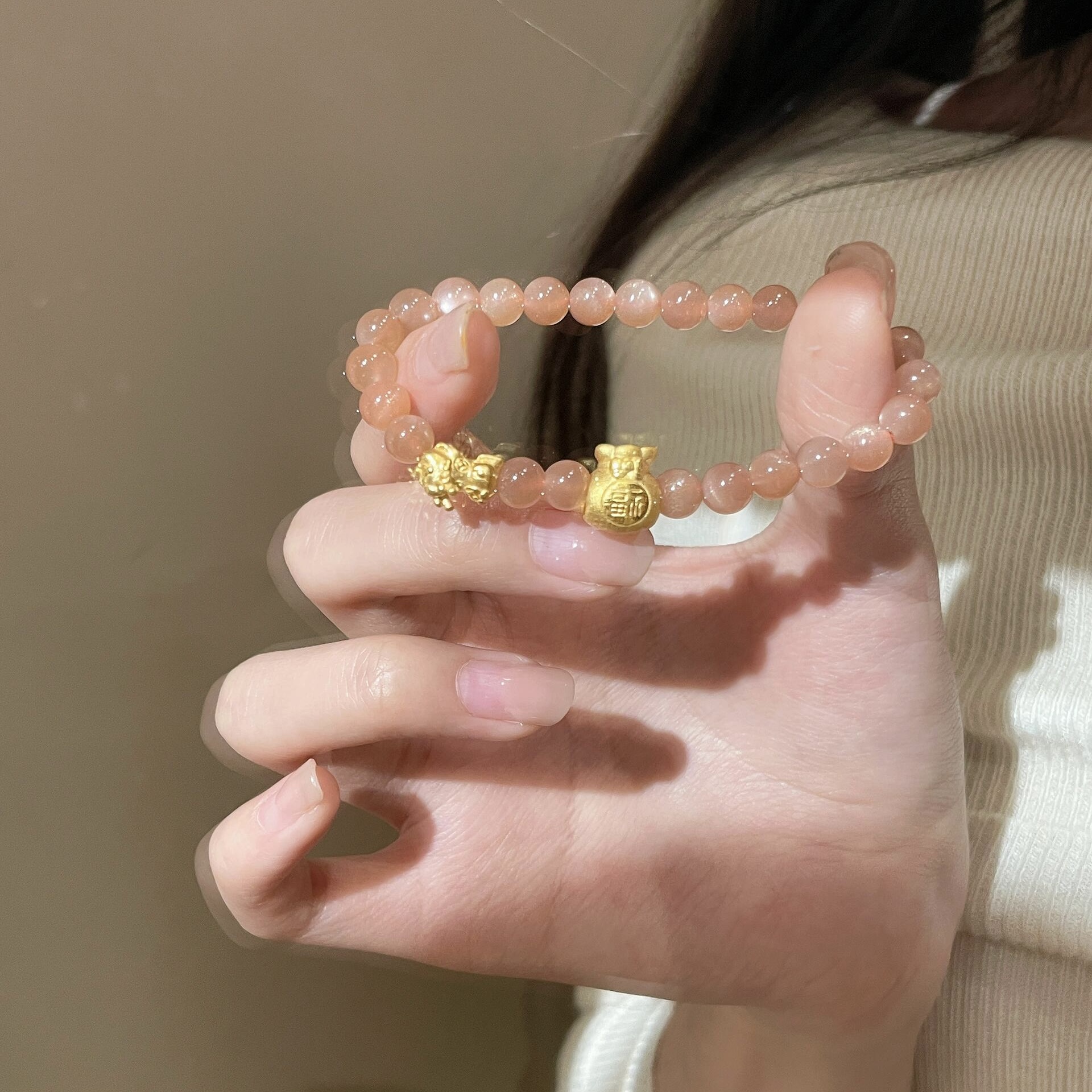 黄金貔貅3D硬金皮丘转运珠手链999足金福袋 送女友老婆情人节礼物