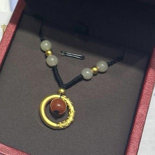 新款黄金吊坠999足金平安扣小金珠项链女 送女友七夕情人节礼物