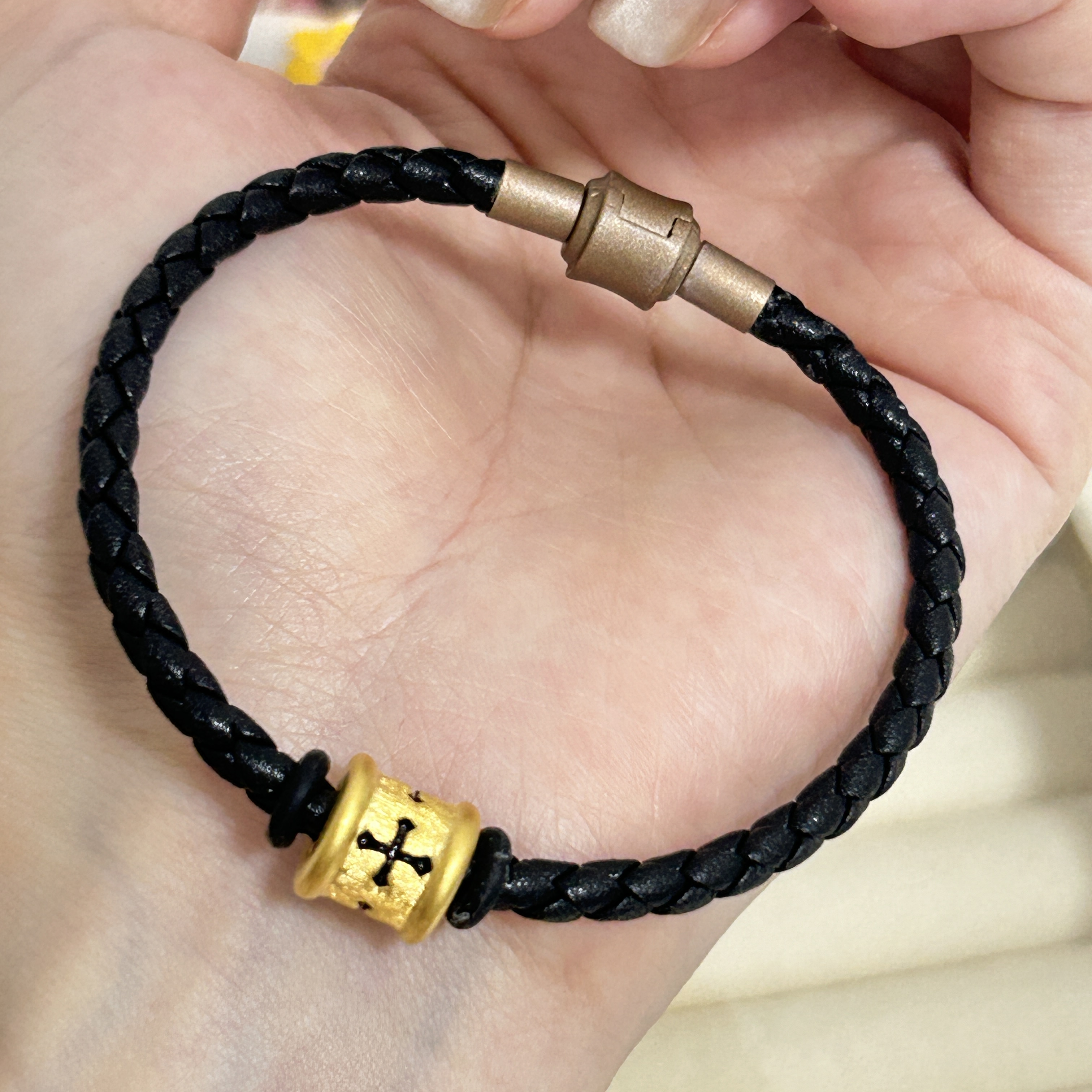 黄金足金999刺青信念转运珠手链女男士手串七夕情人节礼物送男友