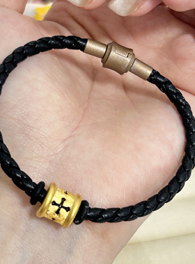 黄金足金999刺青信念转运珠手链女男士手串七夕情人节礼物送男友