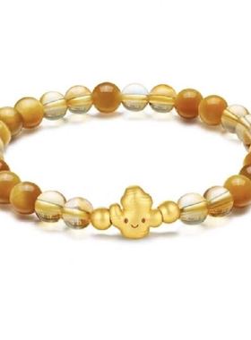 黄金中药养生小生姜转运珠999足金硬金巨财姜至手链女送女友礼物