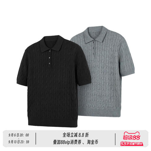 双股48支混纺针织POLO领纽花短袖T恤男女