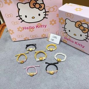 hello kitty黄金戒指足金999凯蒂猫kt猫指环送女友七夕情人节礼物
