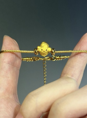 黄金中药养生小生姜转运珠999足金硬金巨财姜至手链女送女友礼物