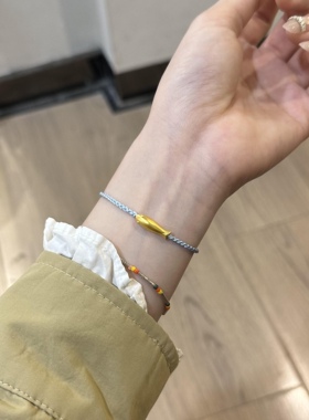 古法黄金小金鱼手链女999足金小鱼手串送女友老婆七夕情人节礼物