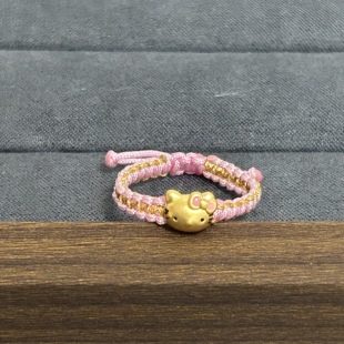 hello kitty黄金戒指足金999凯蒂猫kt猫指环送女友七夕情人节礼物