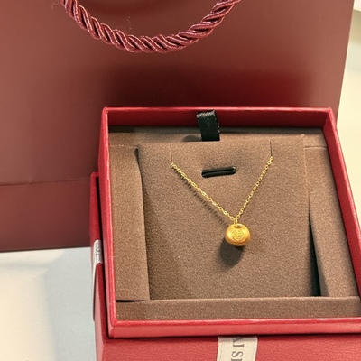 新款黄金小胖福999足金平安锁金坨吊坠送女友七夕情人节礼物项链