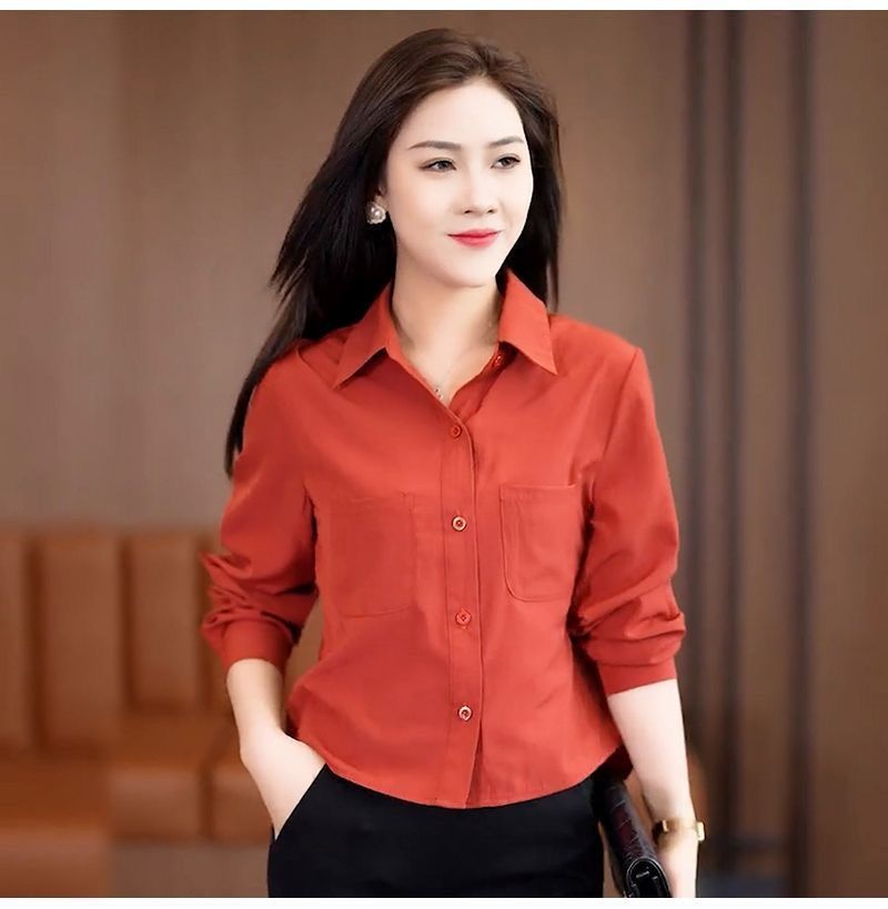 时尚长袖衬衫女2024春秋新款宽松显瘦气质高级感衬衣小个子女上衣