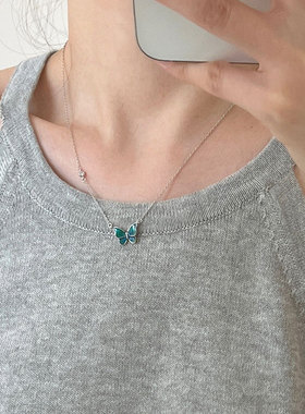 温感变色蝴蝶项链s925纯银小众轻奢锁骨链百搭气质浪漫创意礼物女