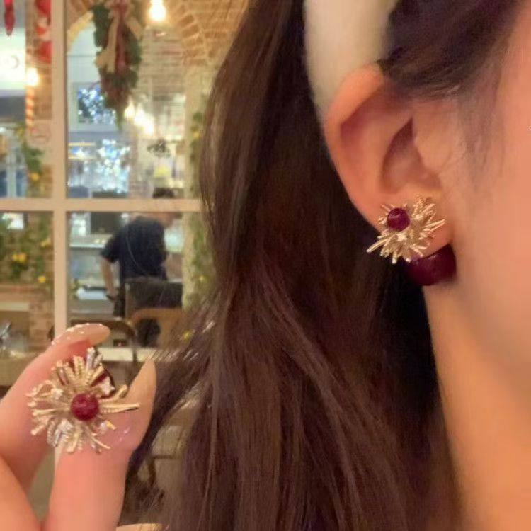 红色烟花仿珍珠耳钉高级感轻奢两戴耳钉小众设新年计气质时尚耳饰,饰品/流行首饰/时尚饰品新,耳钉,淘宝优惠券,粉丝福利购,淘宝优惠卷