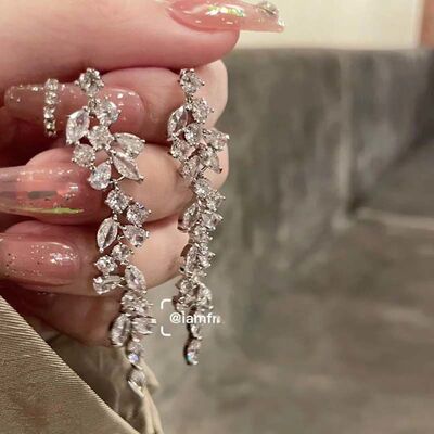 银色锆石流苏长款气质百搭