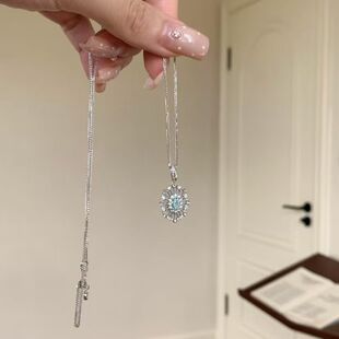 赛里木湖复古清冷蓝色鸽子新款项链布契风高级爆闪时尚气质锁骨