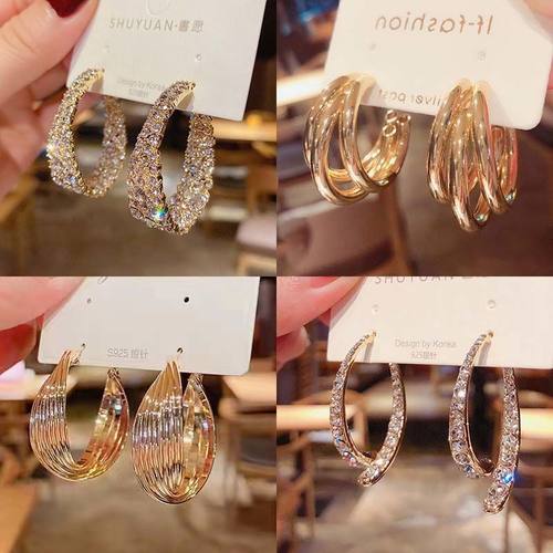 韩国东大门复古巴洛克水钻耳圈