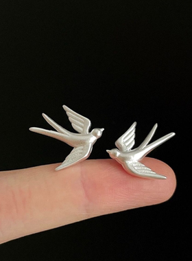 轻盈灵动飞燕戒指烧白工艺清新百搭个性小鸟动物开口指环男女