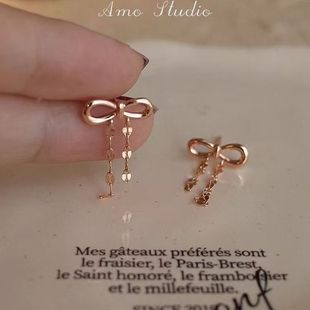 假面舞会蝴蝶结流苏耳环女轻奢高级设计感小众温柔气质耳钉