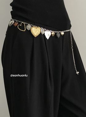 法式复古多元素爱心金属拼接链条高级感腰链腰封链百搭个性配饰链