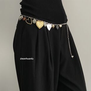 配饰链 素爱心金属拼接链条高级感腰链腰封链百搭个性 法式 复古多元