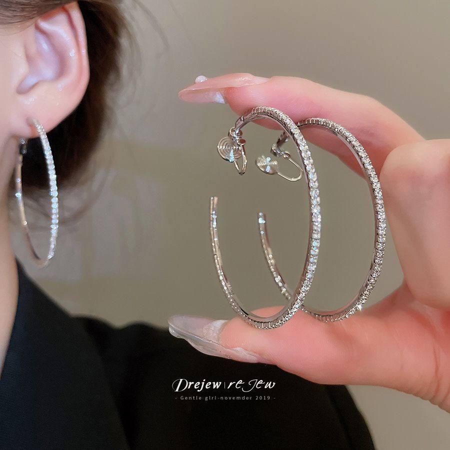 大耳圈耳环2025新款爆款海边度假风无耳洞蚊香盘耳夹气质圈圈耳饰