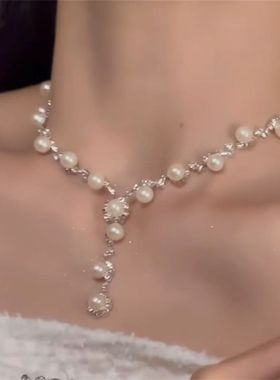 超闪满钻锆石珍珠项链女2026新款轻奢精致小众高级感锁骨链颈链潮