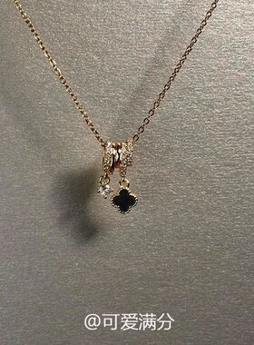 「暮色悸动」中古金色花朵满钻跑环项链复古小香风精致锁骨链女