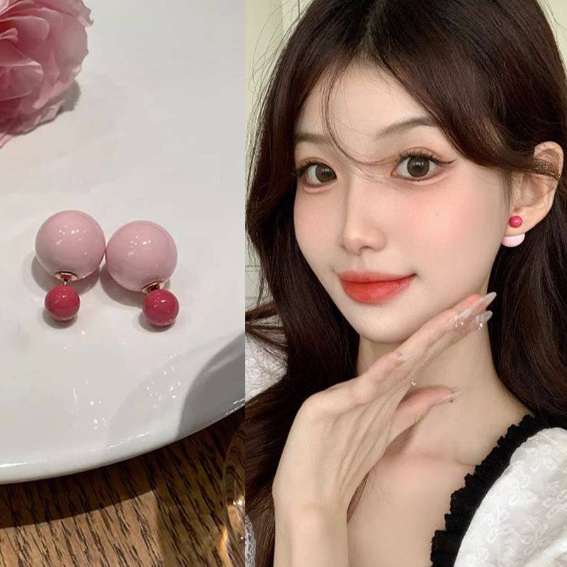 特设计感双面珠珠耳钉