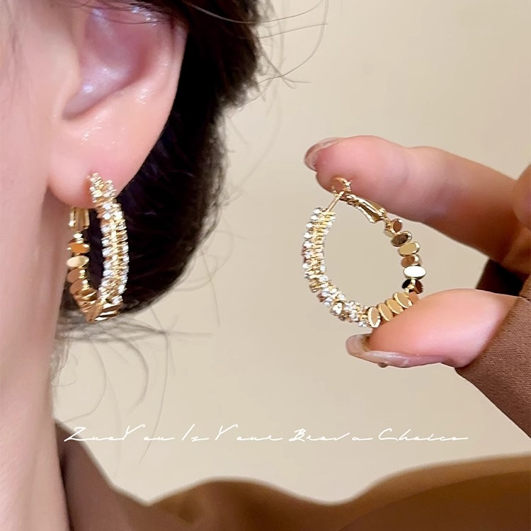 合金耳饰 碎银子独特圈圈耳环小众轻奢高级气质2024新款爆款耳饰