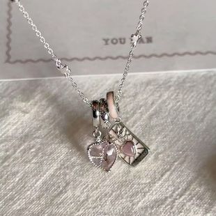 恋爱塔罗牌新款吊坠爱心项链时尚塔罗牌时尚高级小众锁骨链女