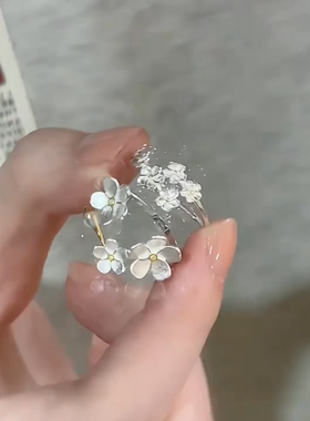 简约立体花朵戒指女 ins小众设计高级感开口可调节食指戒指尾戒潮