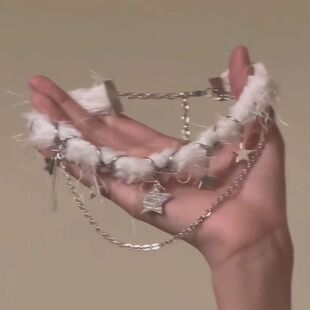 香香公主~星星吊坠毛绒choker双层项链锁骨链甜酷风秋冬本命颈链