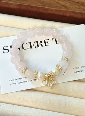 金粉世家~甜美粉色串珠手串女招桃花转运轻奢手链森系闺蜜手饰品