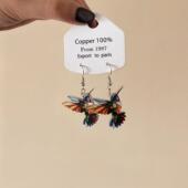 爆款 复古耳钩 时尚 欧美开春炫彩小鸟亚克力耳环2025新款 热卖