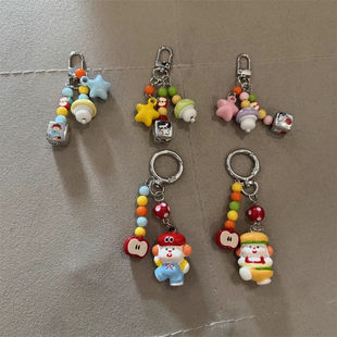 卡通苹果小人物卡通车钥匙扣手机壳挂件挂饰创意书包包包挂链女款