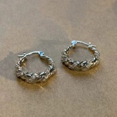 个性 耳环 时髦麻花耳圈2024年小众设计感金属冷淡风格