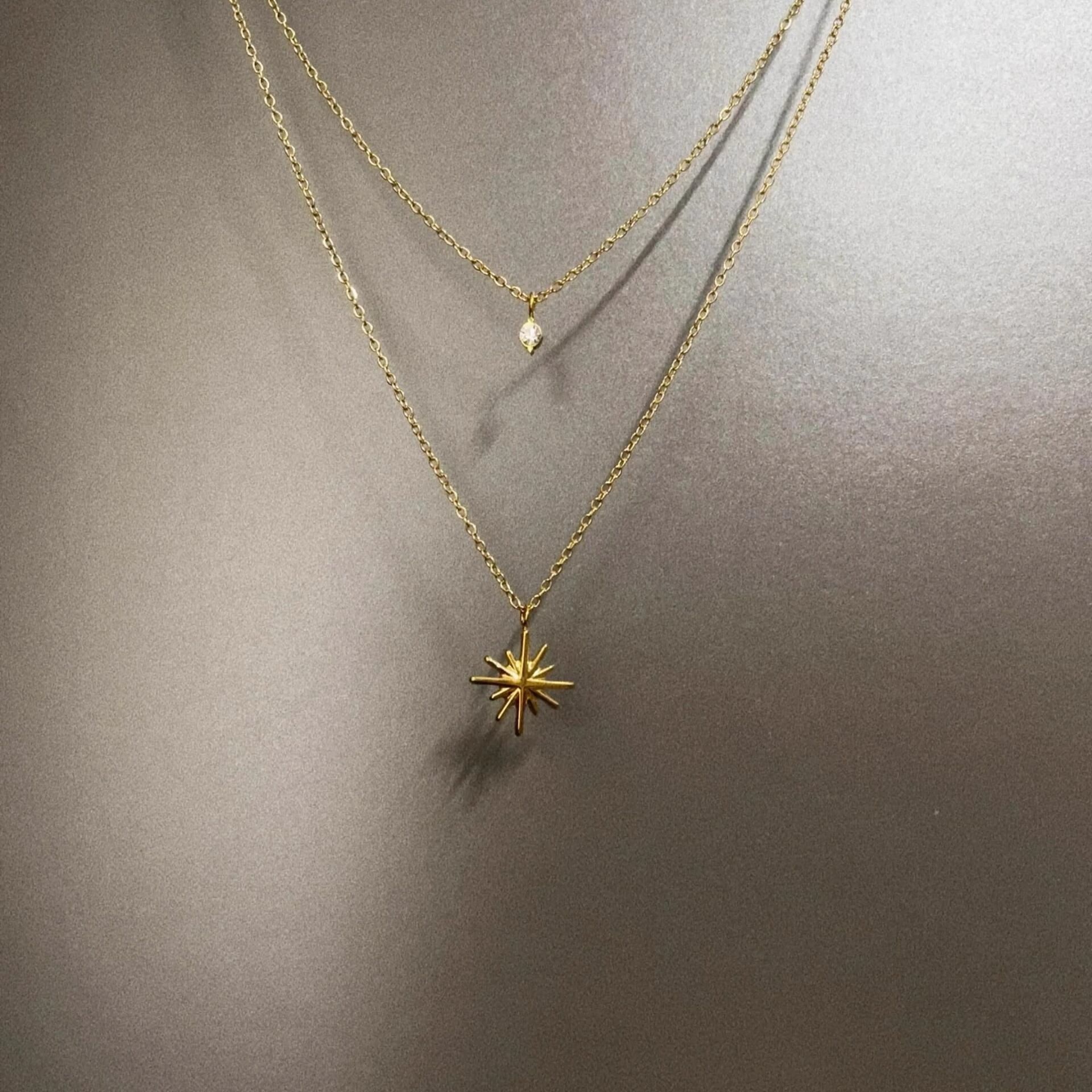 Vintage古着 Six-pointed zircon项链