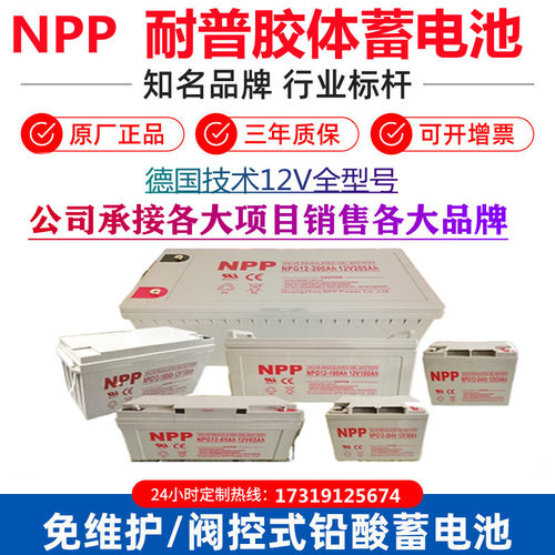 NPP耐普蓄电池NPG12-100AH12V65AH38AH150AH200A胶体太阳能直流屏