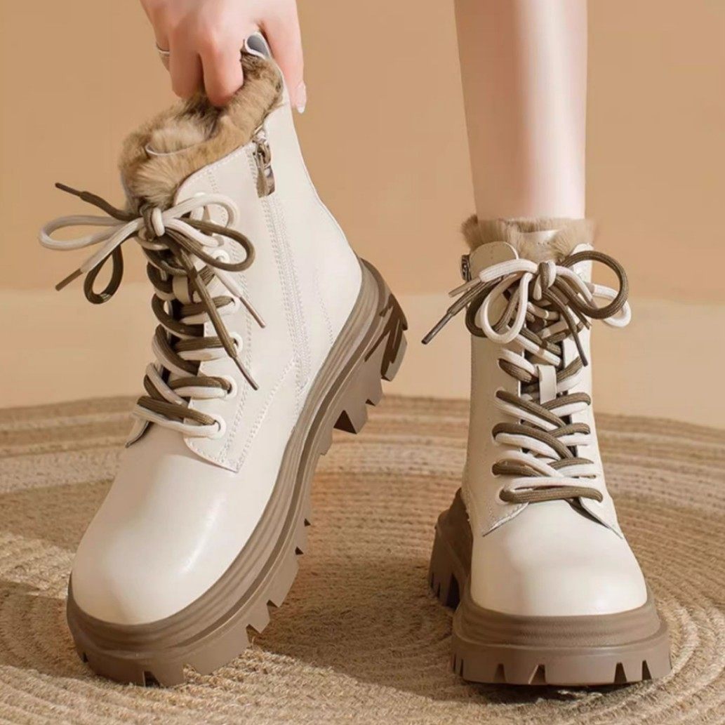 雪地靴女款2025新款秋冬季加绒加厚马丁靴厚底短靴子防滑东北棉鞋