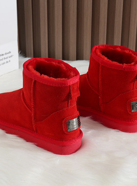 CE结婚鞋本命年冬季雪地靴女短筒保暖加绒加厚东北棉鞋冬季保暖