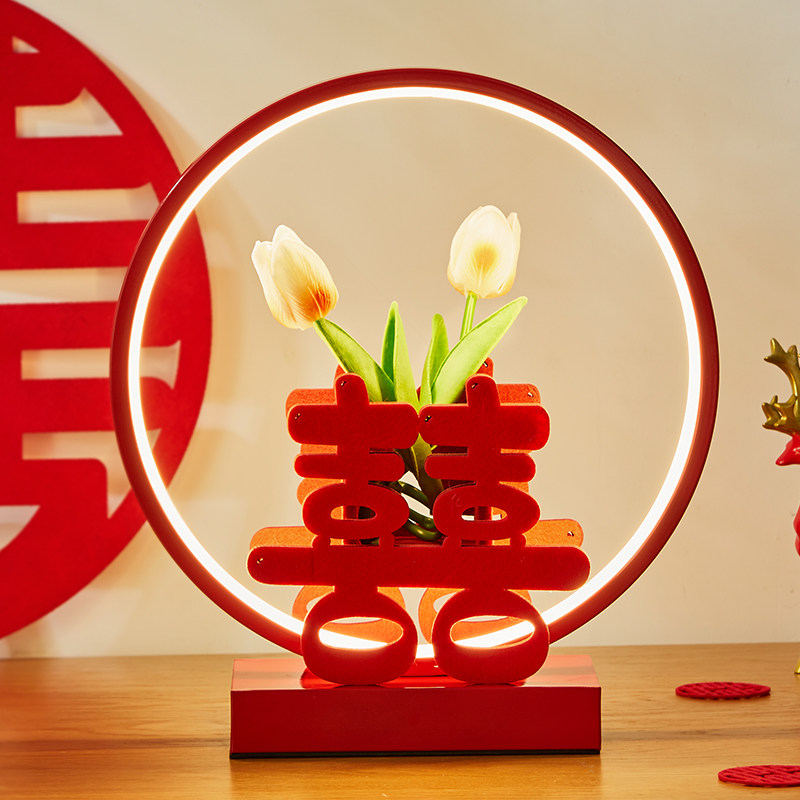 结婚台灯卧室床头灯婚房陪嫁灯婚庆红色一对长明灯新婚礼物送新娘