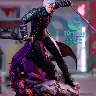 鬼泣 维吉尔3d打印模型文件STL数据文件高精素材图纸魔剑士阎魔刀