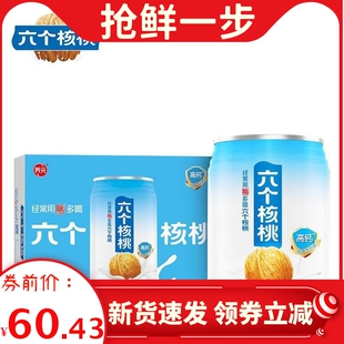 六个核桃植物蛋白饮料高钙无蔗糖型核桃乳240ml*16罐营养早餐奶