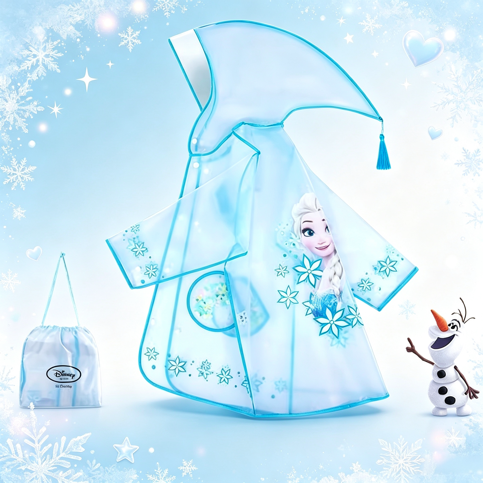 冰雪奇缘儿童雨衣大帽檐柔软