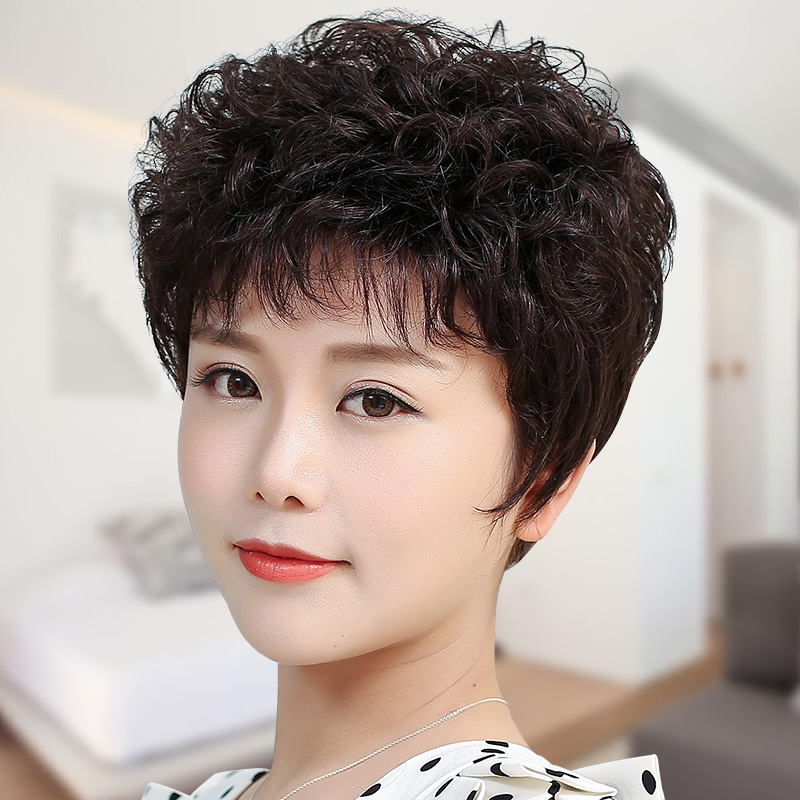 假发妈妈款女士中老年全真人发丝