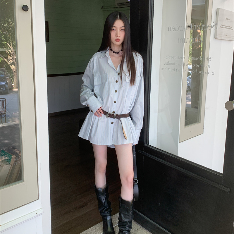 2025春秋韩版polo领衬衫连衣裙女