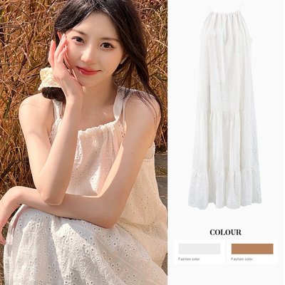 法式初恋白色吊带连衣裙女2025夏