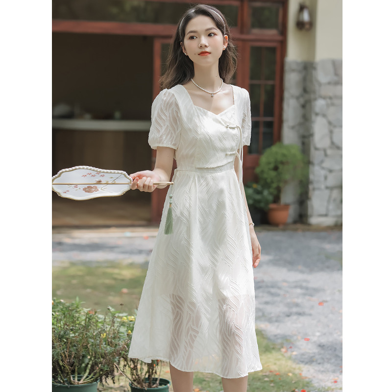 新中式短袖连衣裙女夏2025新款小