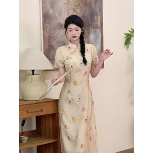 夏季学生新中式国风日常可穿复古小人改良旗袍连衣裙女设计感裙子