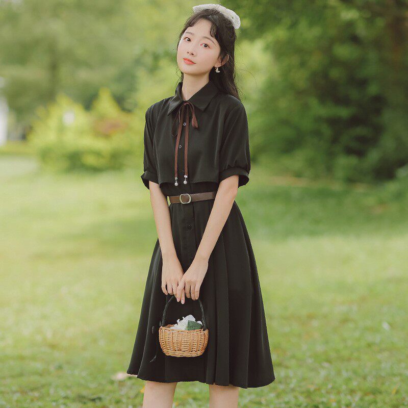 学院风连衣裙女装夏气质法式复古