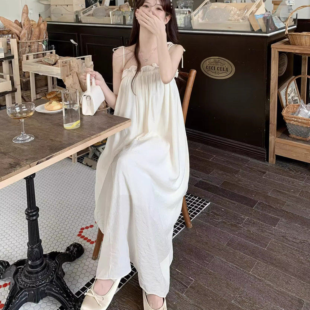 海边度假小清新抹胸吊带连衣裙女夏仙气超仙森系沙滩裙气质长裙子