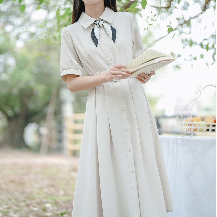 正式场合白色收腰服装连衣裙女夏季2025穿搭教资面试衬衫时尚裙子